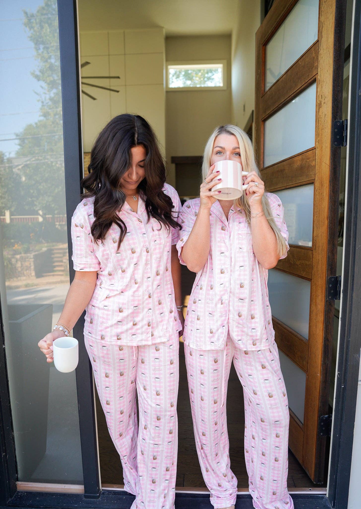 KENZKUSTOMZ - Wholesale Sleepwear Set - Women's - Pink Coffee - Short Sleeve + Pant Pajama Set13