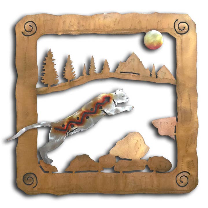 Cougar Wall Art, Mountain Lion Metal Art, Cutout Collection for wholesale by Crooks Designs