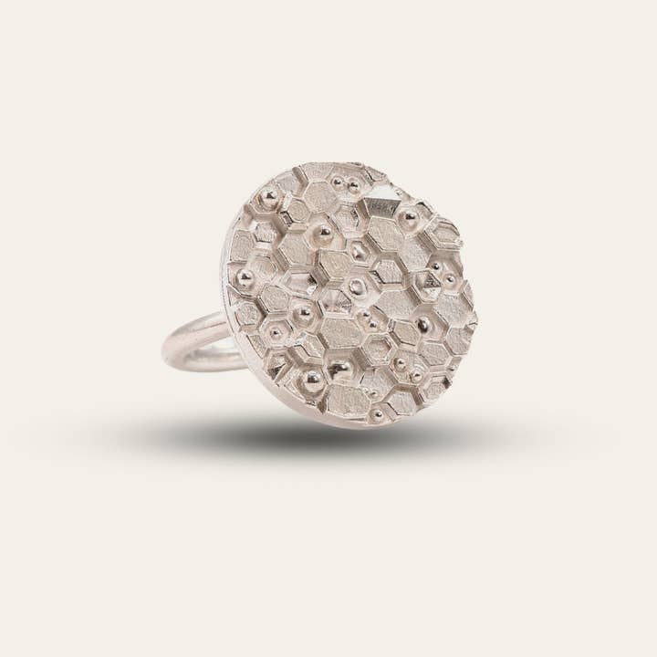 Zilveren Geometrische Cirkelring - De Hemera Ring voor wholesale door Dainty London