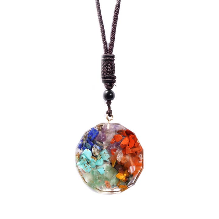 Faiza Naturals - Wholesale Pendant/Charm Necklace - 7 Chakras Orgonite Crystal Pendant Necklace2