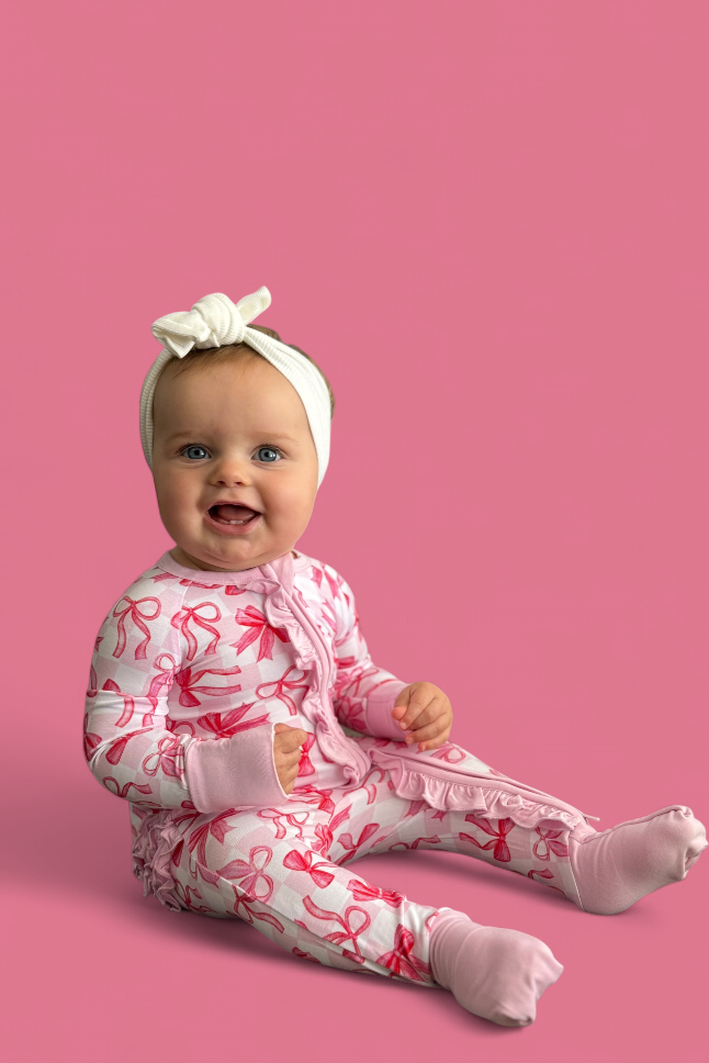 Dream Big Little Co. - Wholesale Jumpsuit - Baby - BOW CHECKERED CHARM DREAM RUFFLE ROMPER9