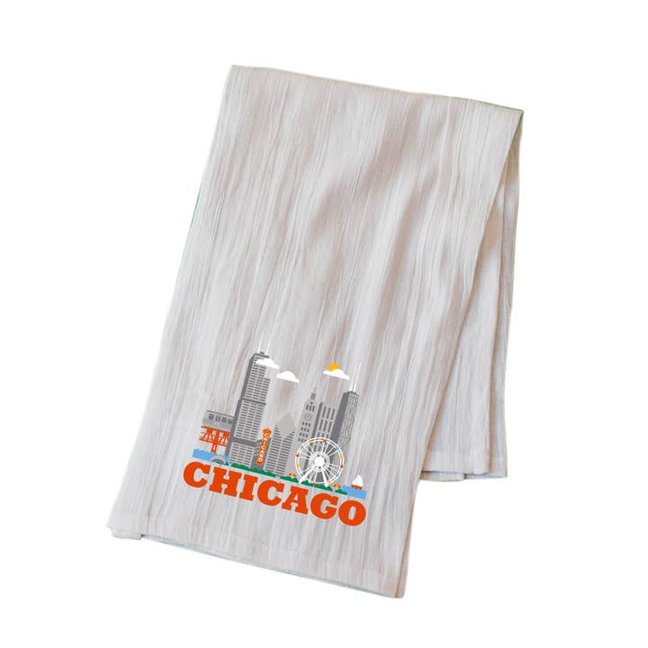 Chicago Cityscape Tea Towel for wholesale by All Good Living