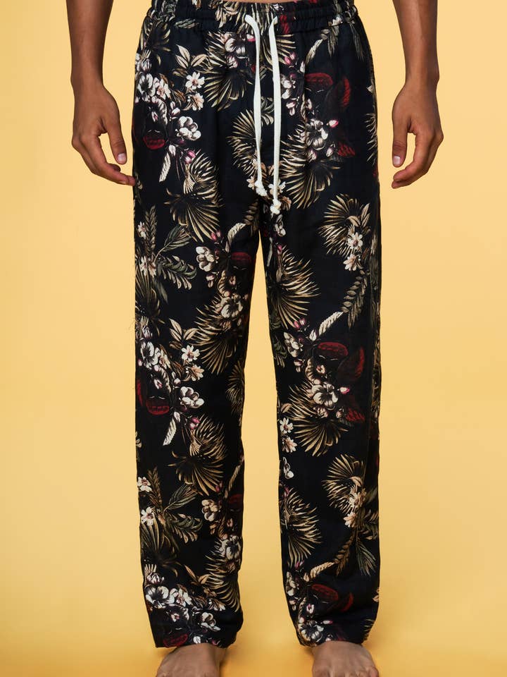 Pantalón Lounge de Lino - Estampado Floral Hawaiano para venta al por mayor de Paul Jays
