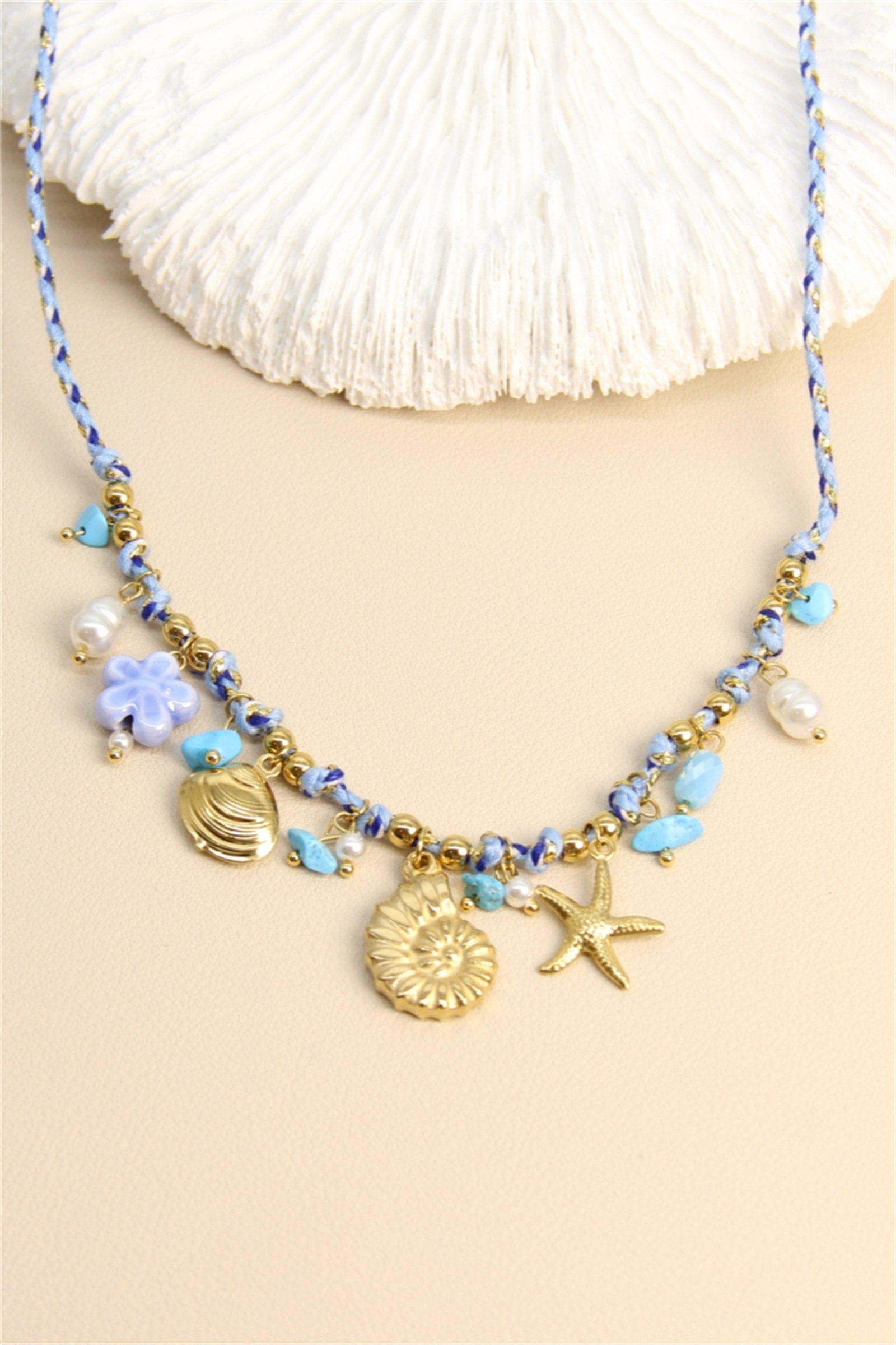 BELLISSIMA BIJOUX - Wholesale Pendant/Charm Necklace - Pink Shell Necklace – Mother-of-Pearl, Stainless Steel0