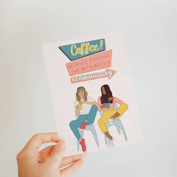 Il patriarcato è estenuante - Cartolina illustrata femminista per la vendita all'ingrosso da parte di Emmy Lupin Studio