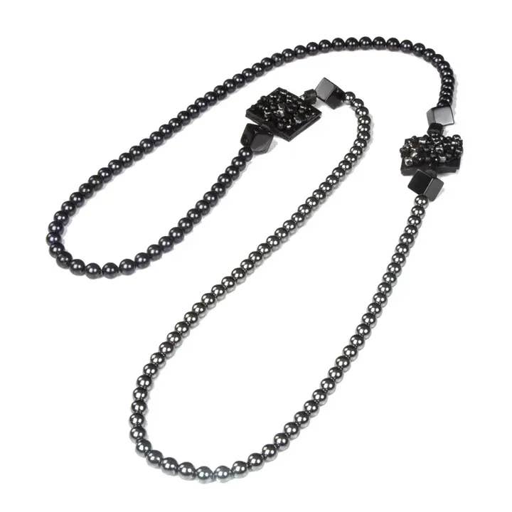 The Obsidian Necklace Dual Cluster Hematite Bead Statement for wholesale by The Dark