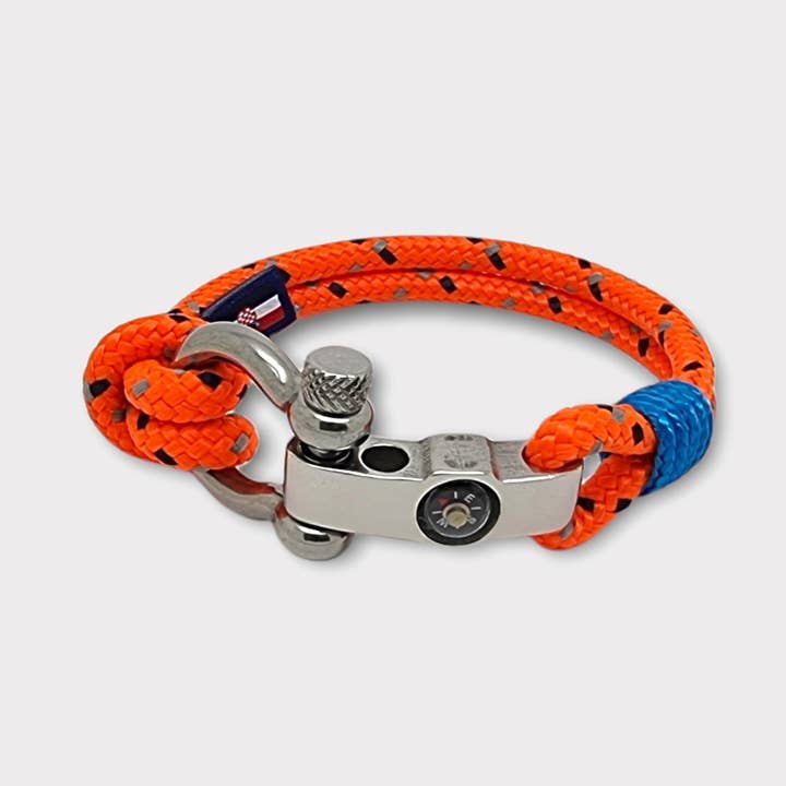 Pulseira náutica SEAMAN mix laranja 5mm para homens (DU026) por atacado de Break Time