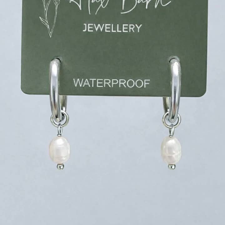 Tarnish Resistant Mini Pearl Huggies for wholesale by Flax Barn