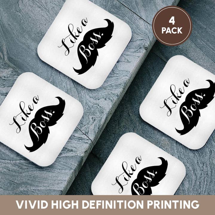 3dRose - Wholesale Coasters - 3dRose, Like a Boss Mustache, Coaster12