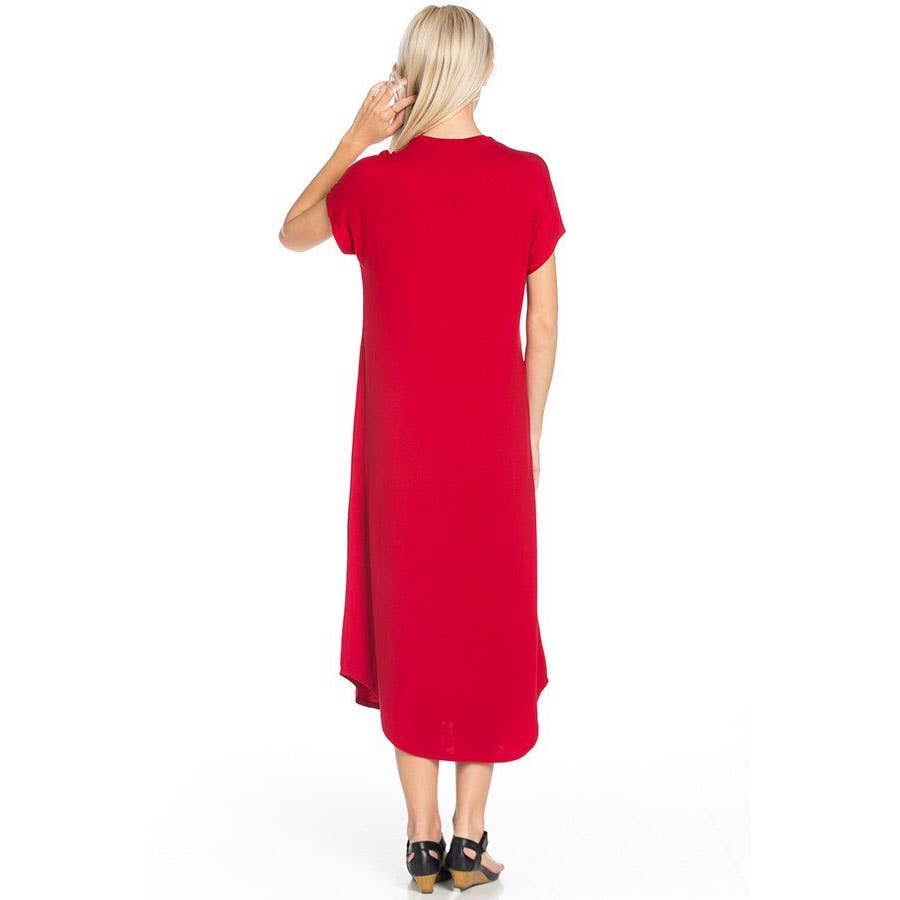 Azules Clothing - Wholesale Dress - Women's - ADM-8252RS Loose fit Crew Neck Hem Midi Dress56