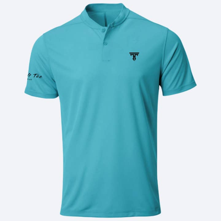 Camisa azul con cuello de hoja para hombre para venta al por mayor de High Tee Golf