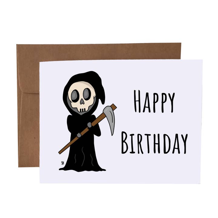 SKP ink - Vendita all'ingrosso Biglietti di auguri - Happy Birthday | Biglietto di auguri di compleanno Dark Humor Grim Reaper
