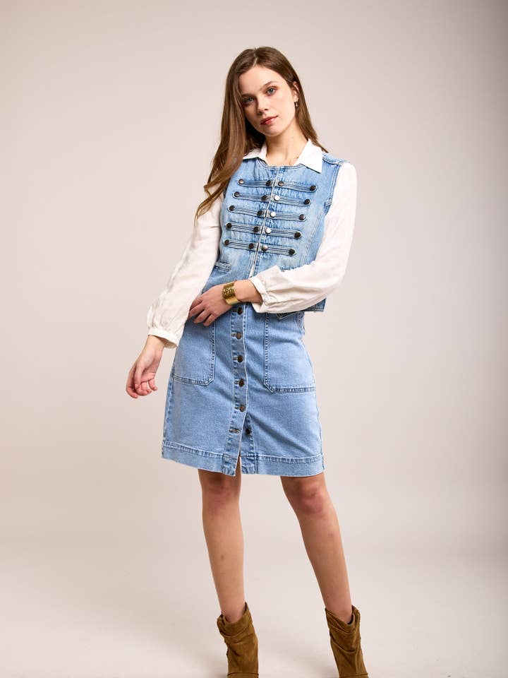 Toxik3 gilet en jean officier for wholesale by Toxik3