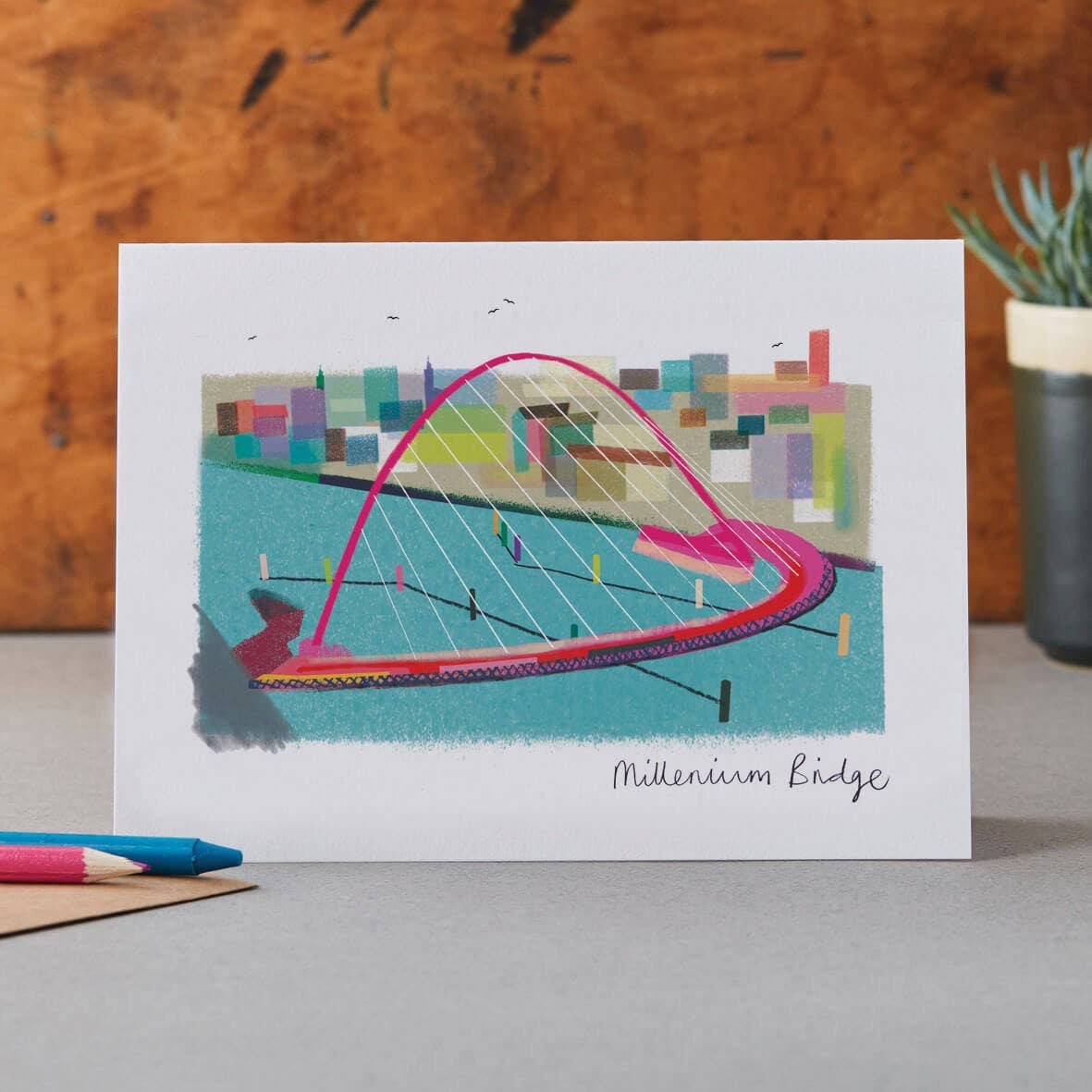 I Drew This - Wholesale Everyday Greeting Card - Millennium Bridge Card, Gateshead Quays, River Tyne