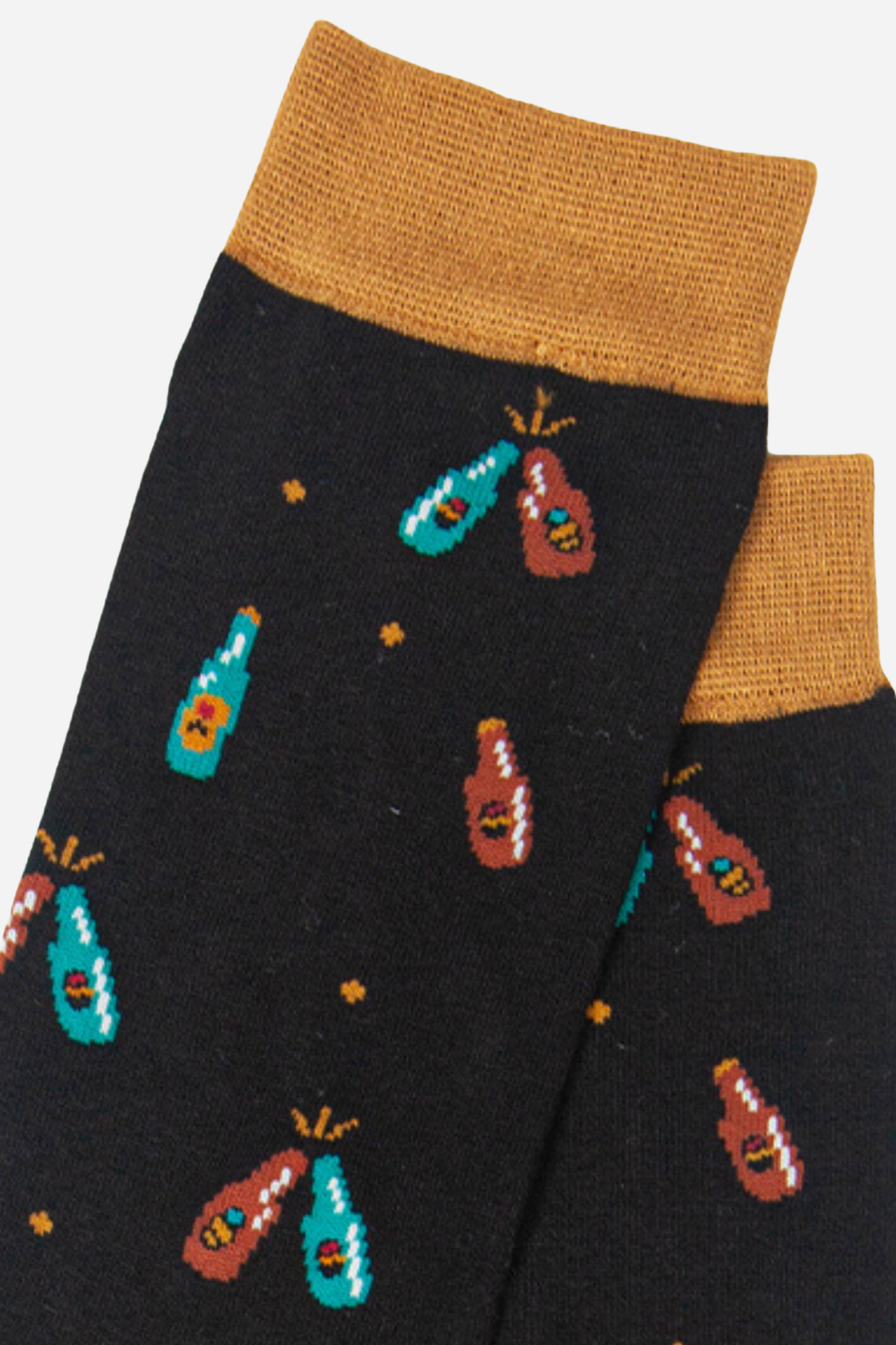 Sock Talk – wholesale Socks – Men's – Black Men's Beer Bottle Print Bamboo Socks2