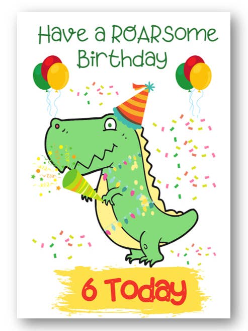Carte d'anniversaire pour enfants de 6 ans avec dinosaure Second Ave pour la vente par Second Ave Gift Company