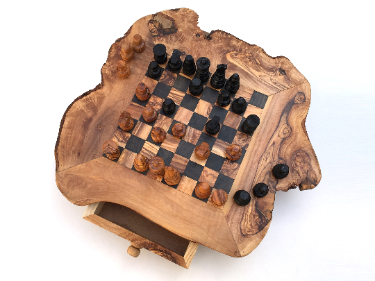 medina mood - Vente Jeux de société - Ensemble d'échecs taille M fabriqué à la main en bois d'olivier 6