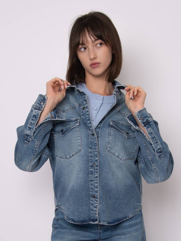 LIZETTE STRETCH DENIM SKJORTE- 57W039S for engroshandel hos RD Style