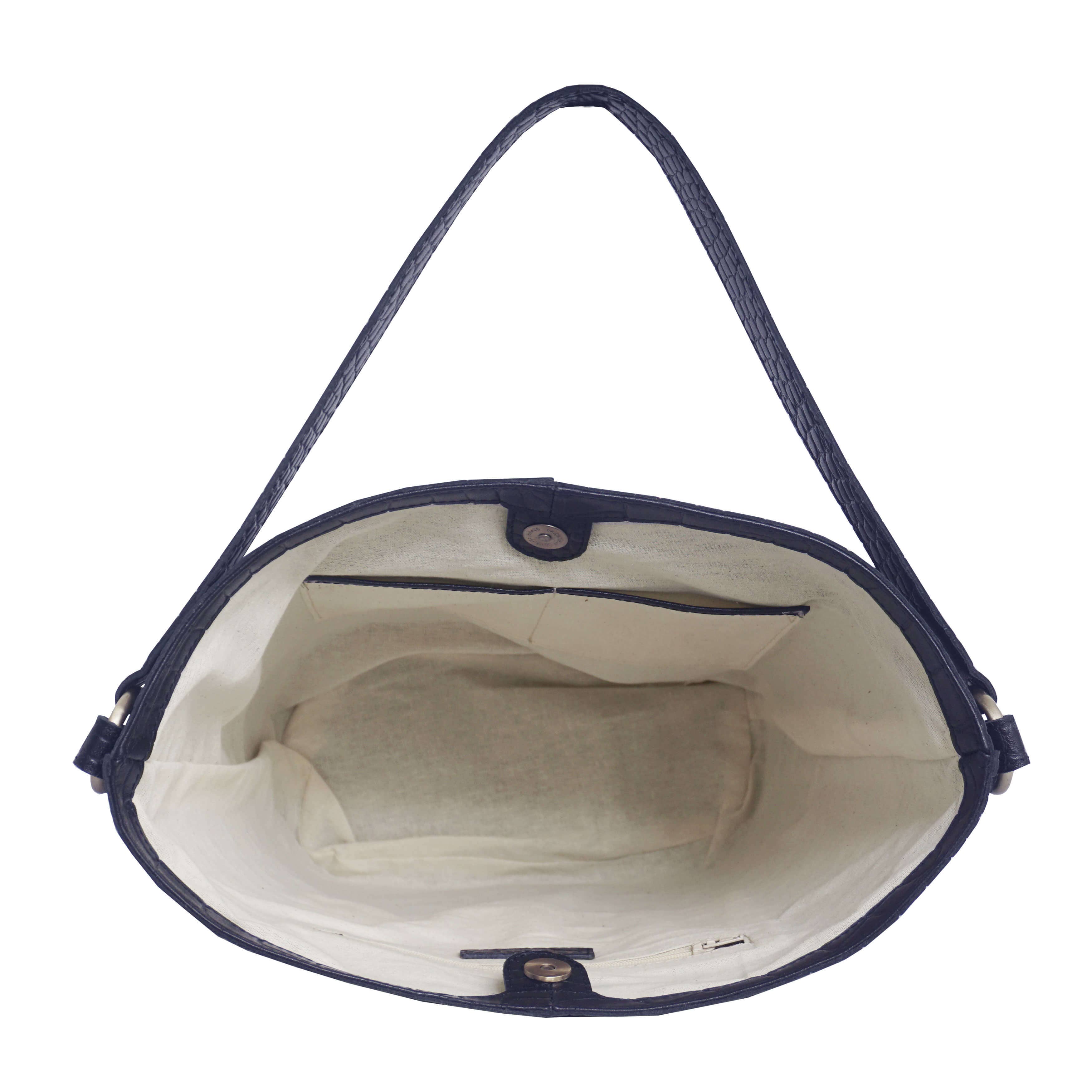 Assots London - Vendita all'ingrosso Tracolla - Donna - Borsa a secchiello grande capacità 'AMELIA' in vera pelle di coccodrillo7