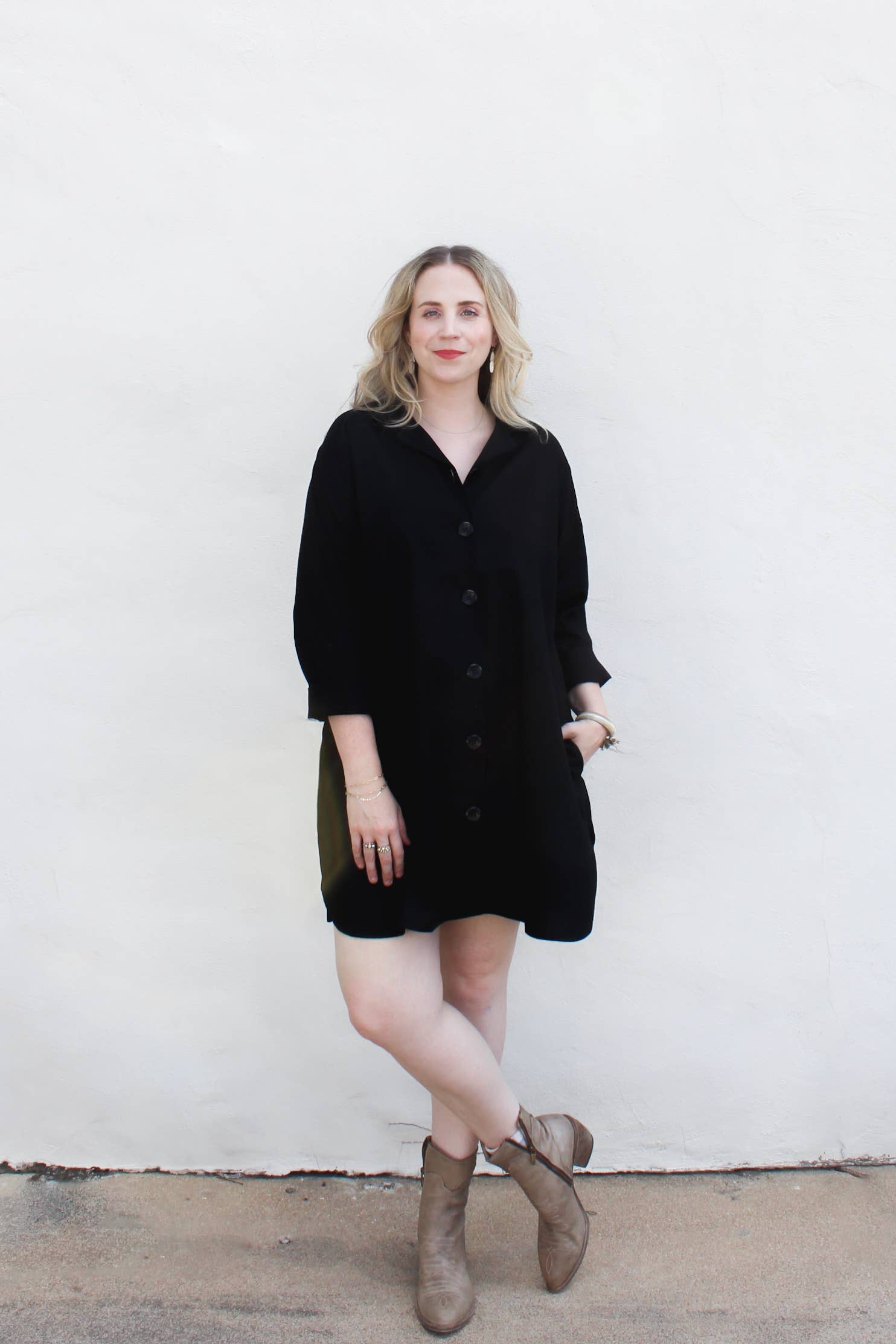 Black Poplin Stacey Dress for wholesale on Faire