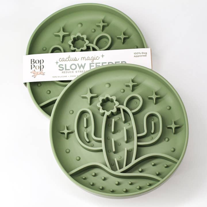 Bop Pop Pets - Wholesale Pet Bowl - Cat/Dog - Slow Feeder + Activity Bowl | Cactus Magic in Sage Green1