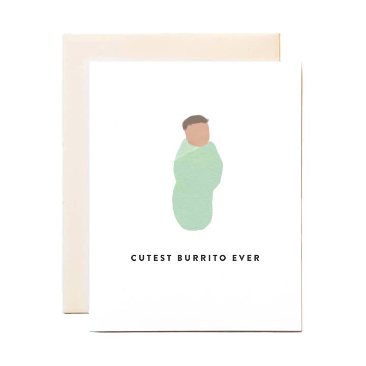 Cutest Lil Burrito Baby Card for wholesale by Joy Paper Co.