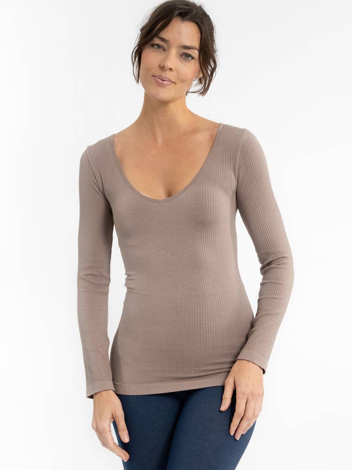 ELIETIAN - Wholesale Knit Top - Women's - Ribbed Reversible Long Sleeve1