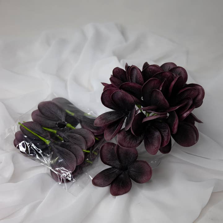 Realistic Artificial Flowers - Wholesale Artificial flowers - Midnight Frangipani Flowerhead ( 6 Pack )- Realistic Artificial Flowers4