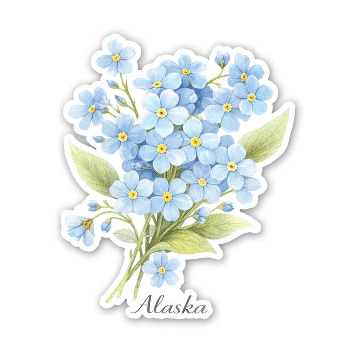 Sticker bouquet - Myosotis pour la vente par Sticker Atlas