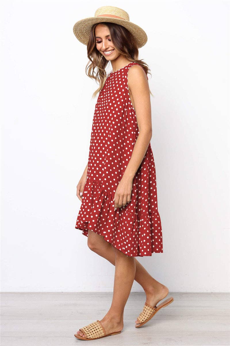 Sharon Tatem Fashion LLC - Wholesale Dress - Women's - Dress Sexy Boho Beach Sundress Women Floral Printed Polka Dot74