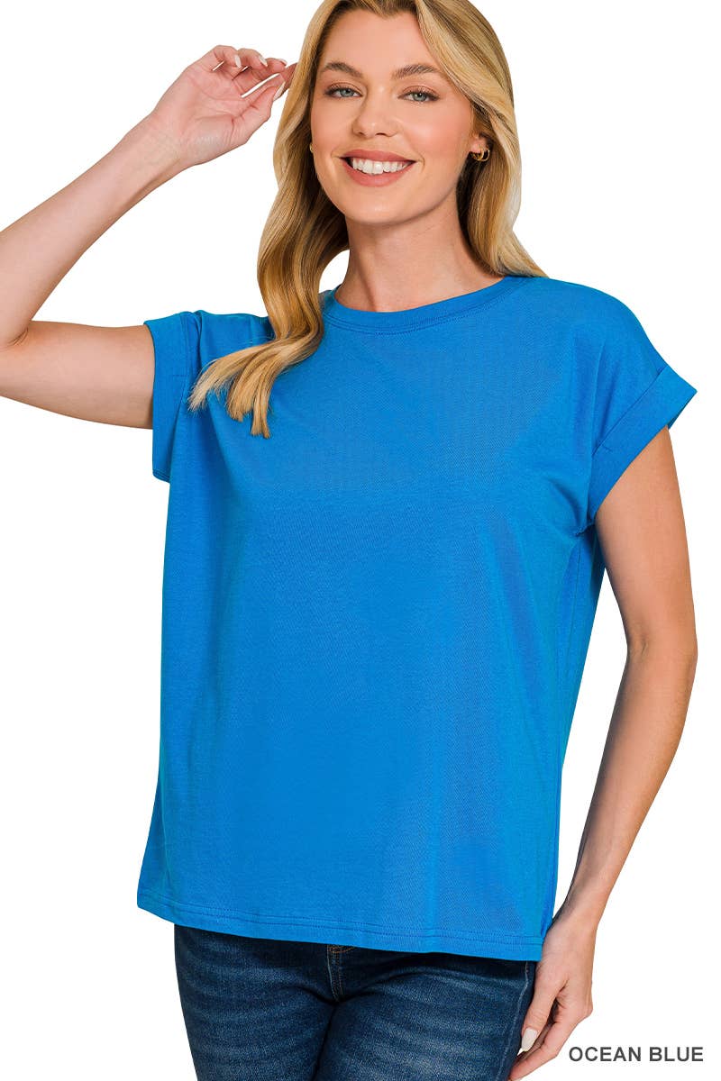42POPS - Wholesale T-Shirt - Women's - `.Round Neck Folded Short Sleeve T Shirt31