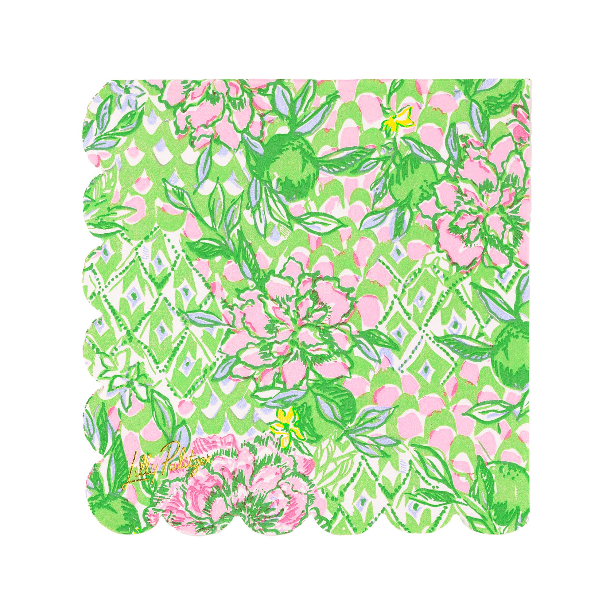 Lilly Pulitzer by Lifeguard Press - Wholesale Disposable Napkin - Scalloped Cocktail Napkins, Lime Feeling Good0
