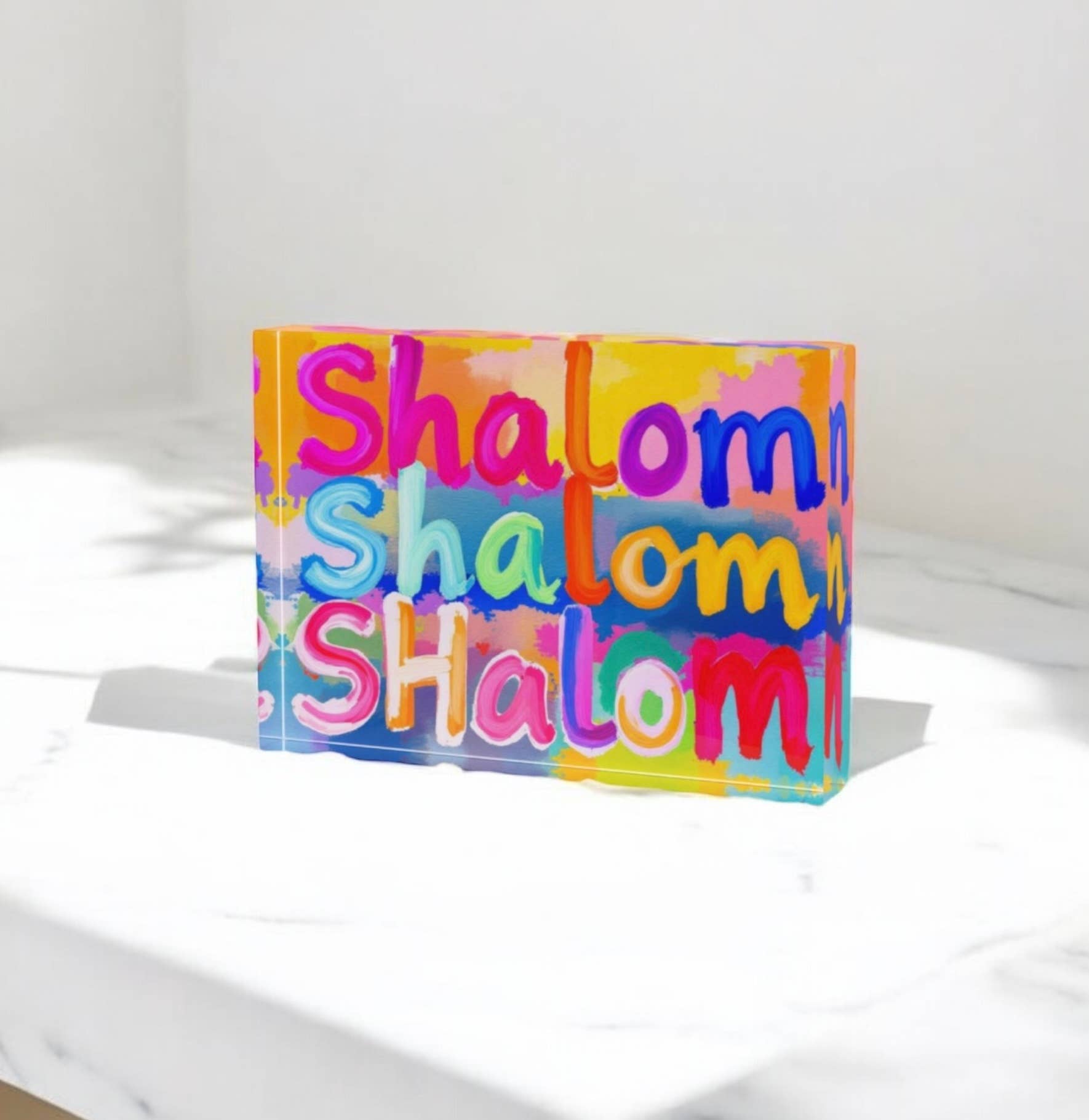 Resinate By KS / by KRISTIN SMITH - Wholesale Decorative Tabletop Object - Shalom  Judaica  Art Crystal Block Table  Decor     1