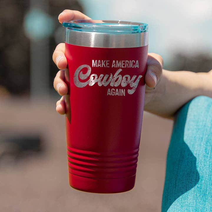 Make America Cowboy Again Tumbler for wholesale by The Dirty Cowgirl Apparel