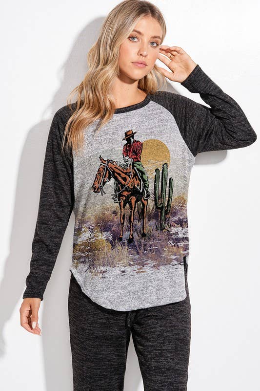 Lemon Tree - Wholesale Lounge Set - Women's - Desert cowboy print lounge wear set0