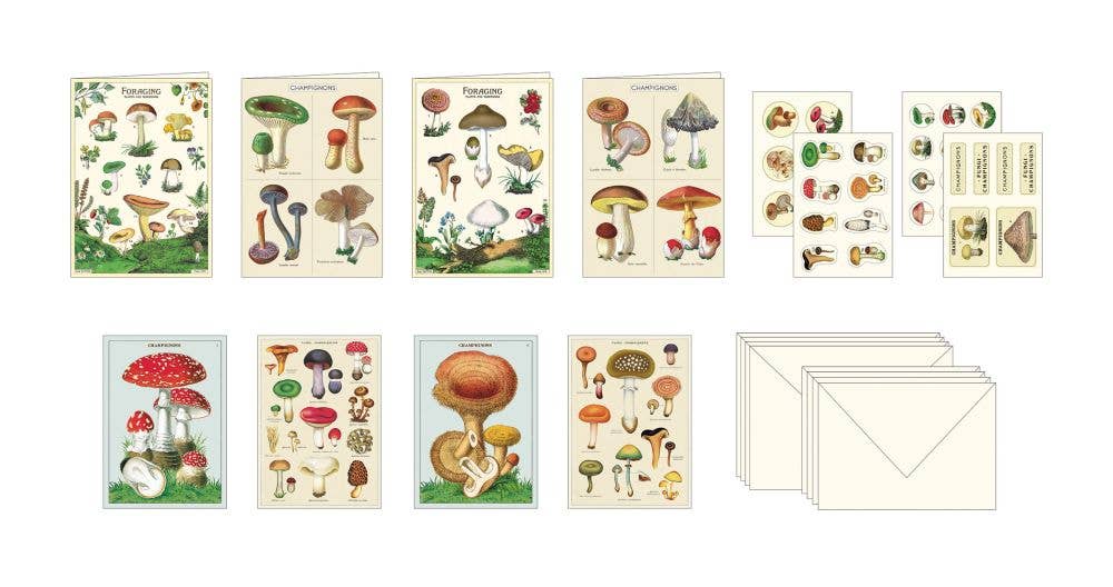 Bobangles - Wholesale Stationery/notecard set - Cavallini Stationery Set - Mushrooms1