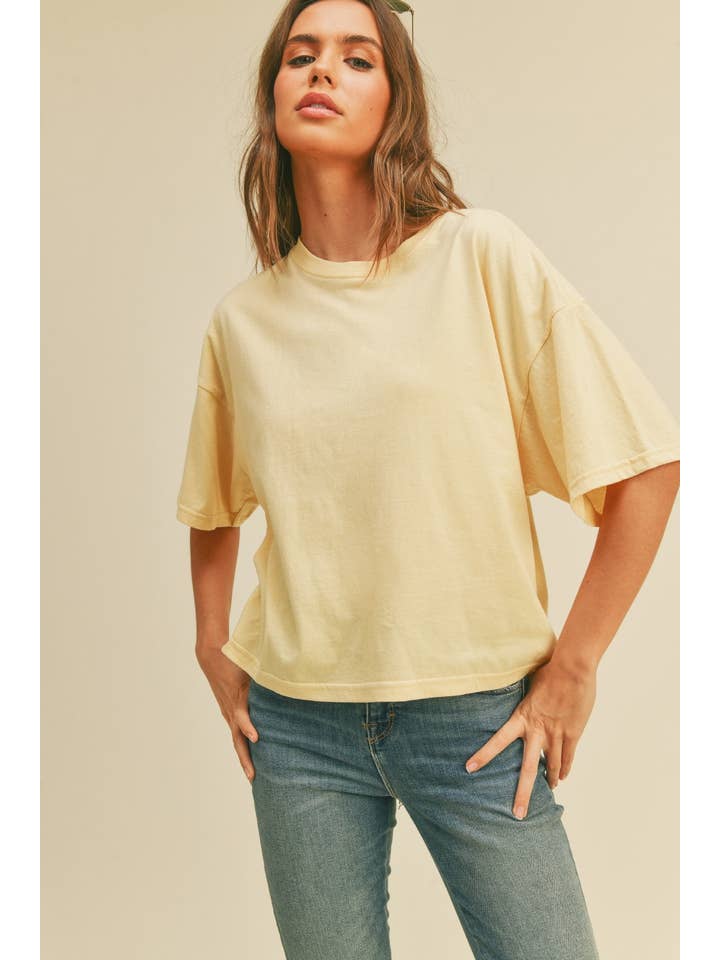 Honestee - Wholesale T-Shirt (Graphic) - Women's - Blank Long Cropped Short Sleeve T-Shirt