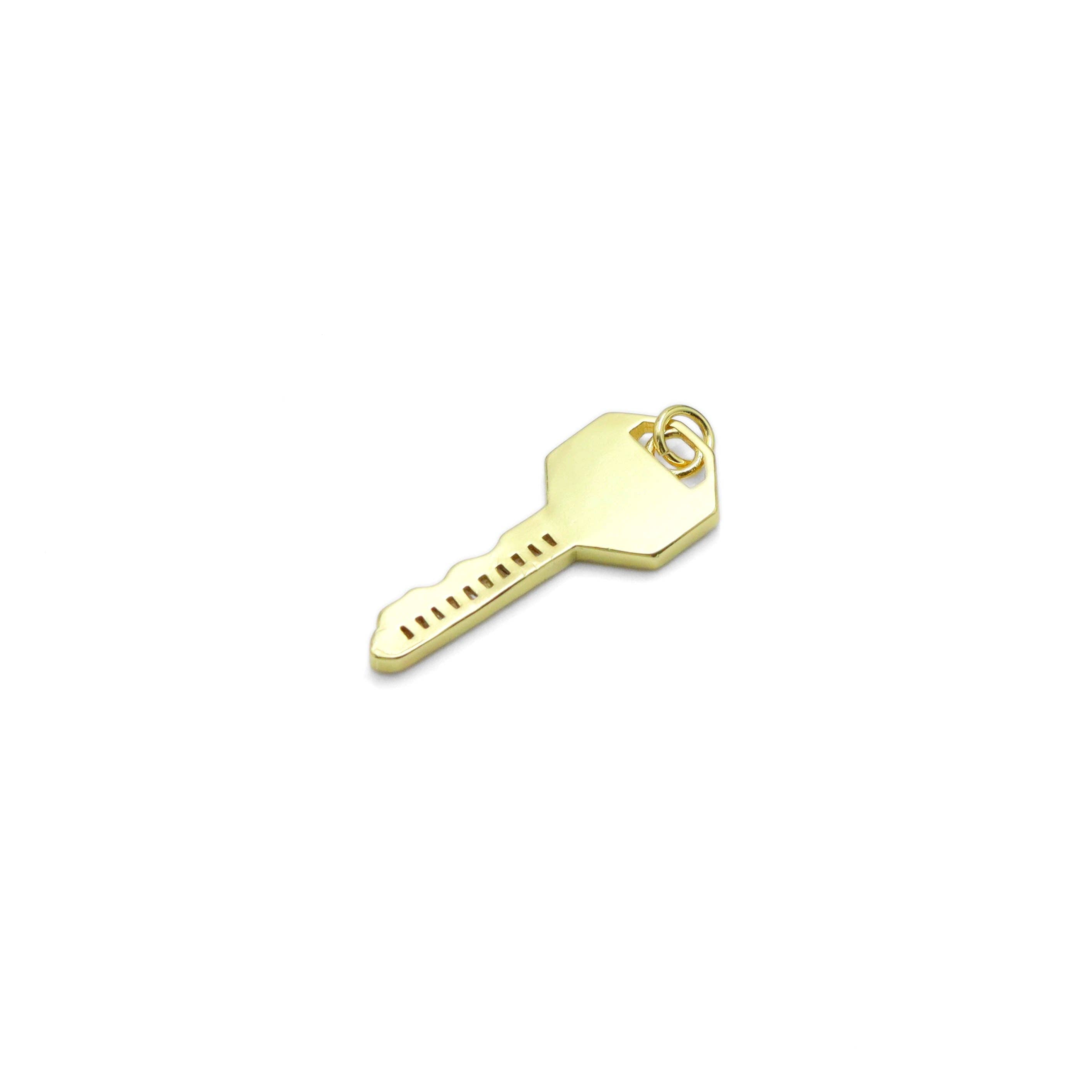 Wholesale CZ Pave Mother of Pearl Key Charm Pendant, Sku