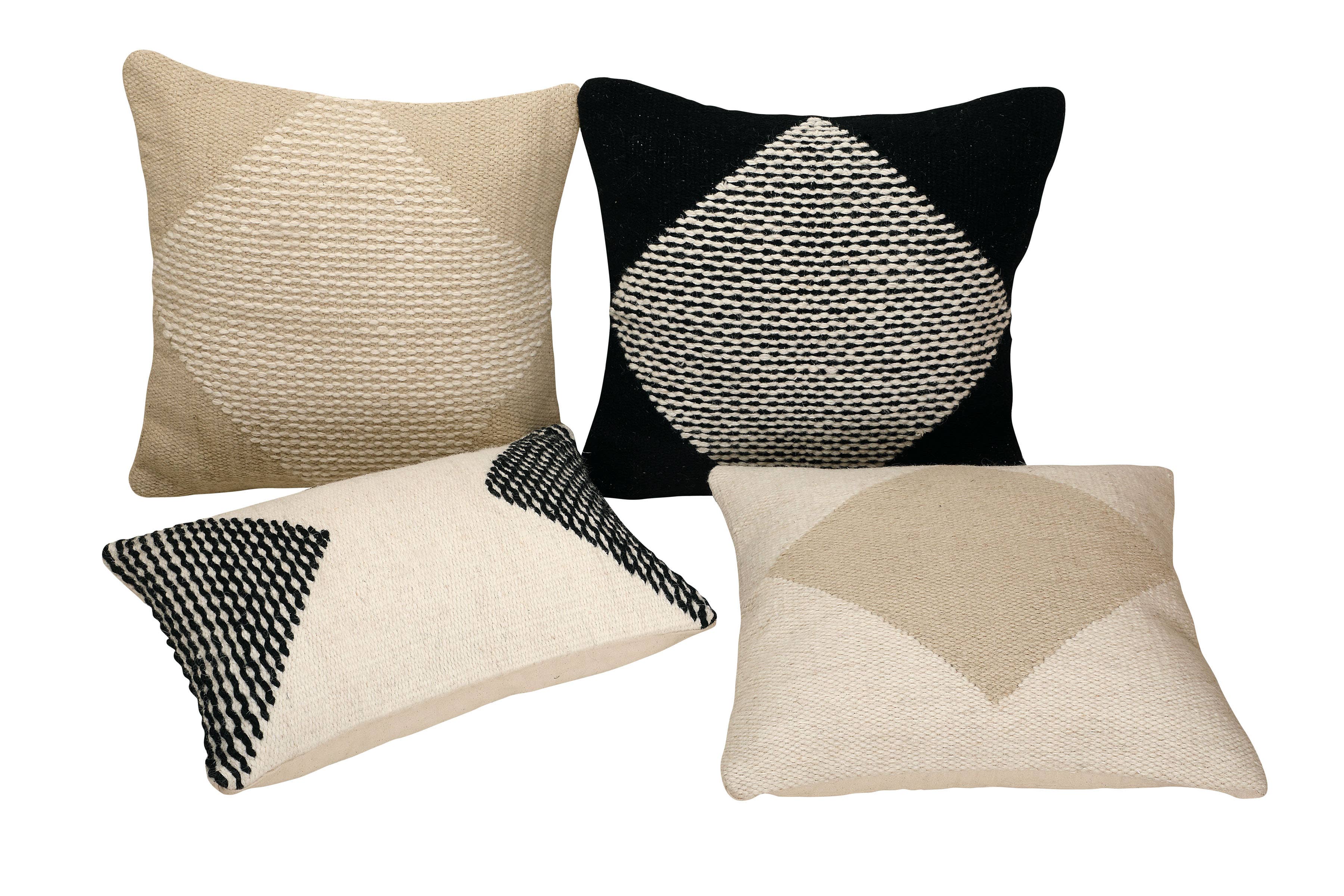 Casa Amarosa - Wholesale Throw/Decorative Pillow - GoodWeave Certified Diagonal Stripe Pillow - Black6