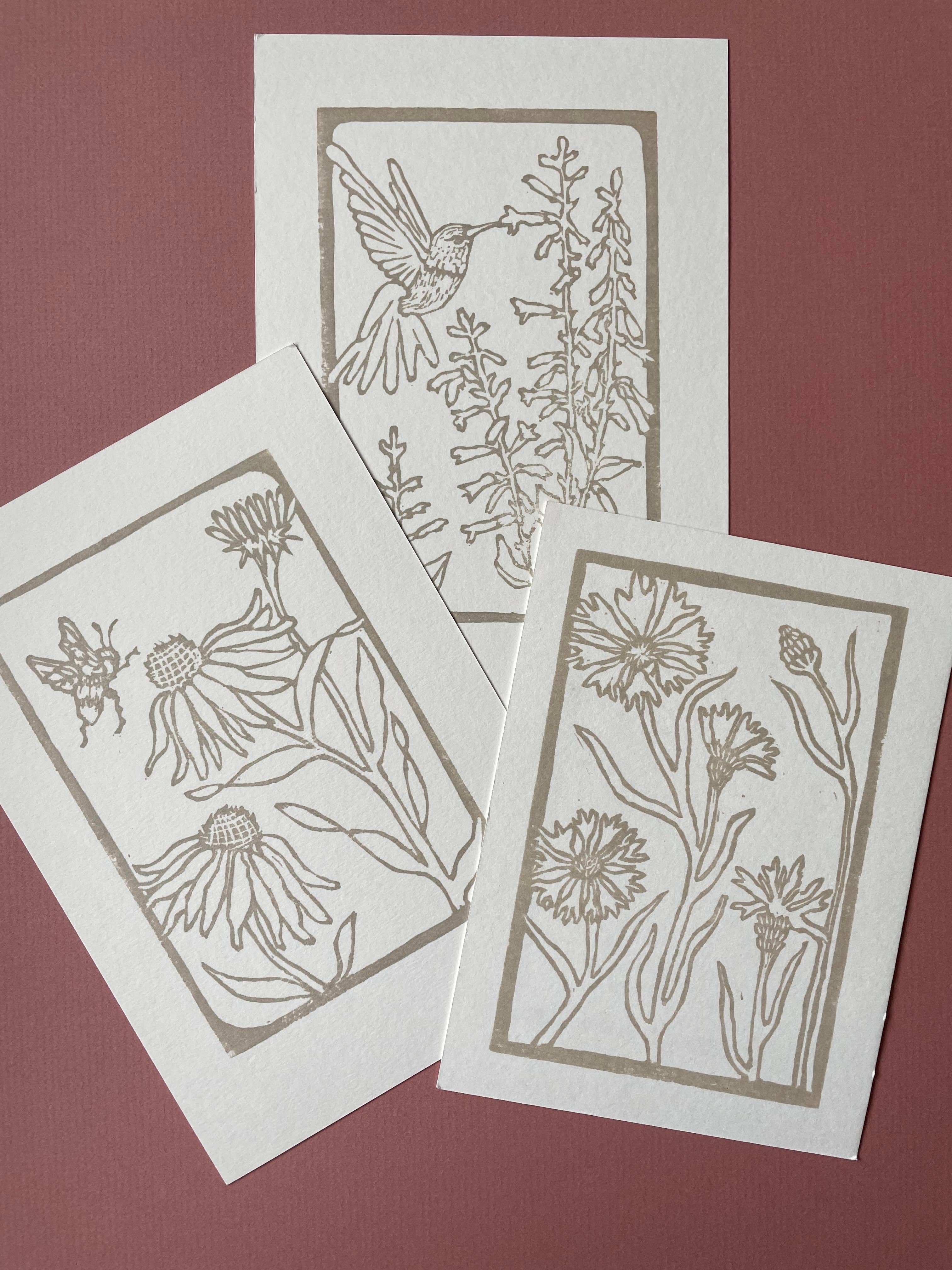 Ashes & Arbor - Wholesale DIY Craft Kit - 5x7 Cone Flower & Bee Watercolor Art Card Kit2