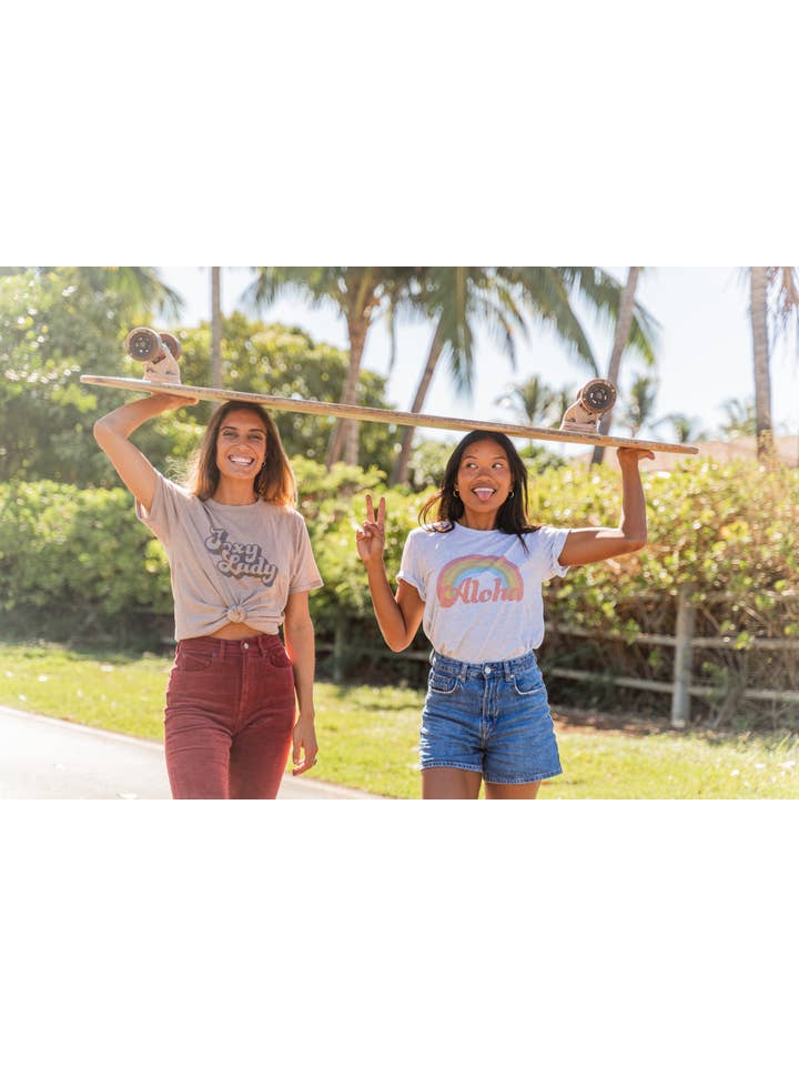 Aloha Lovely - Wholesale Screen Printed T-Shirt - Women's - Aloha Retro Rainbow Tee5