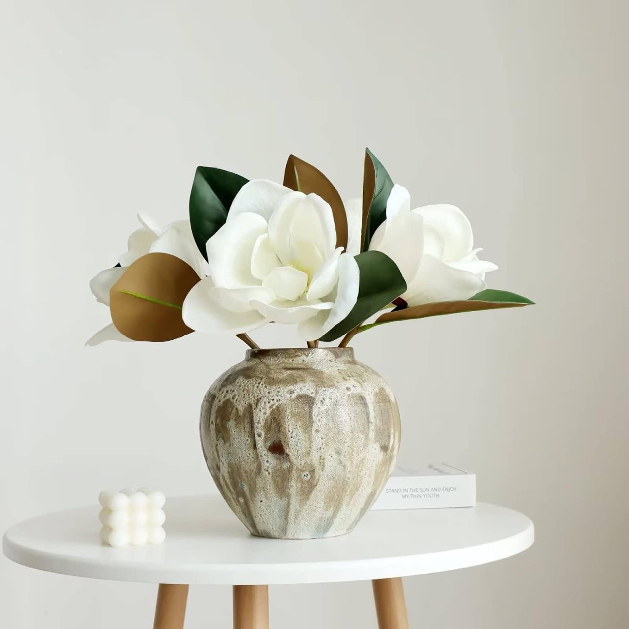 Angel Isabella – Flores artificiais por atacado – Flor de Magnólia Realista de 6-8" com Folhas5