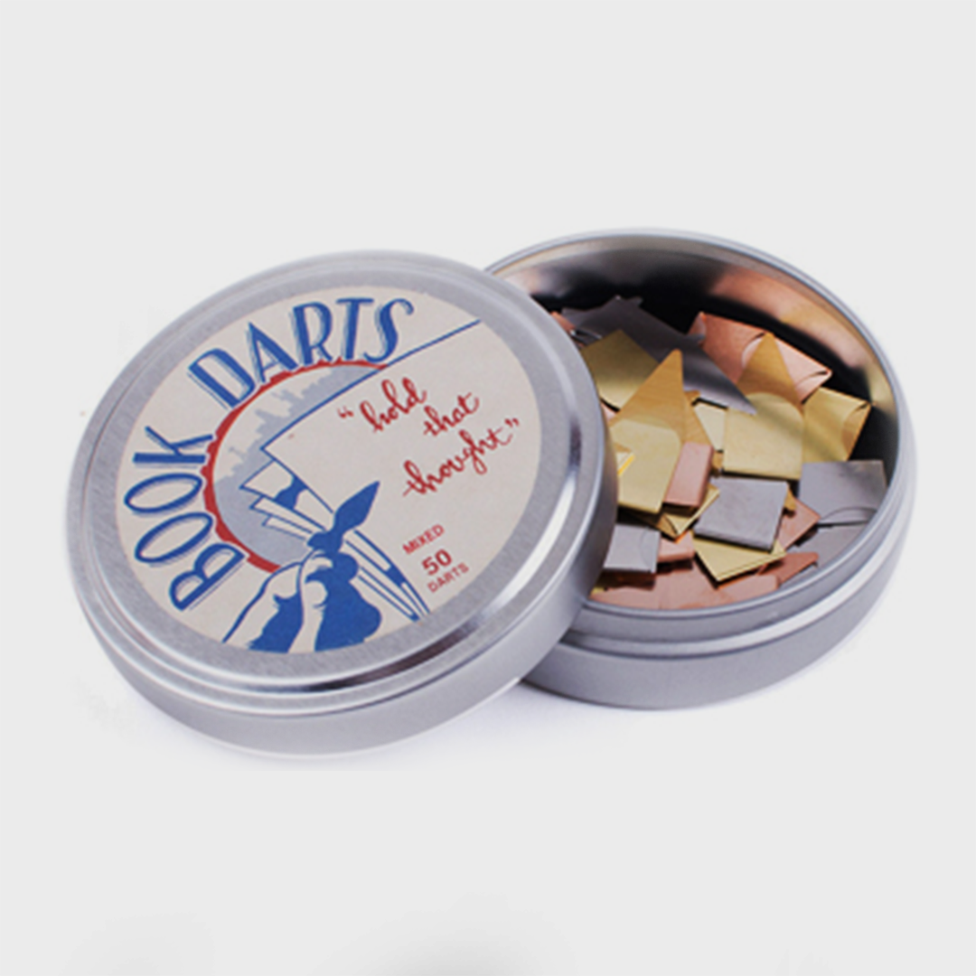 Book Darts 125 Count Tin Bronze Bookmarks - Line Book Markers