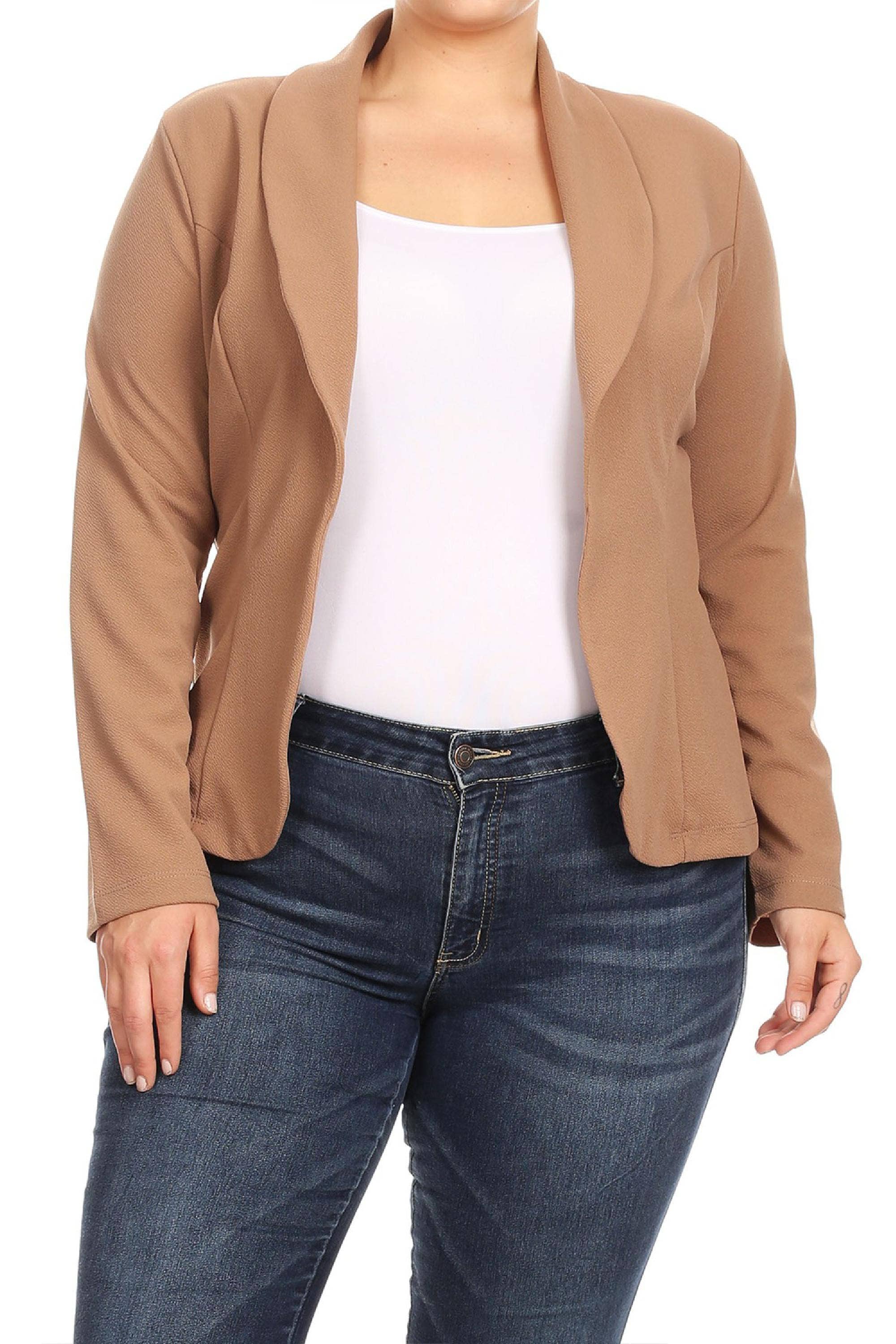 MOA COLLECTION - Wholesale Blazer - Women's - Women's Solid Casual Plus Size Trendy Blazer Jacket28
