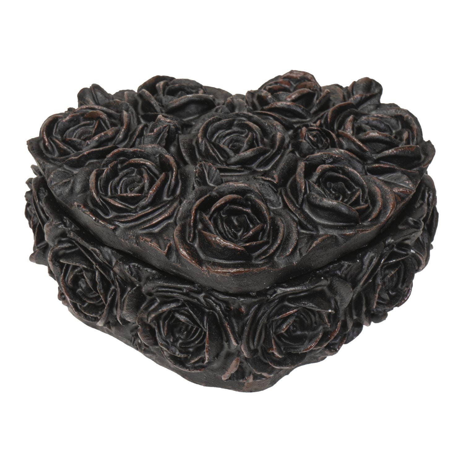 Pacific Trading - Vente Boîtes décoratives - Boîte à Bijoux en Forme de Cœur avec Roses Noires2