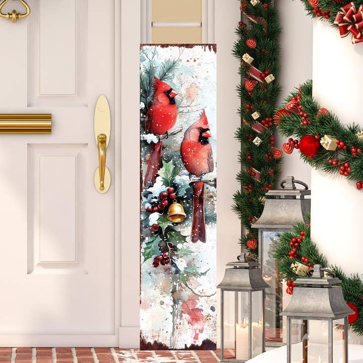 TX USA Corporation - Wholesale Christmas Wall Art - 48" Merry Christmas Front Porch Sign | Snowy Cardinals Outdoor Holiday Decor5