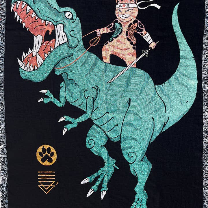 T Rex Cat Blanket for wholesale by Strike Gently