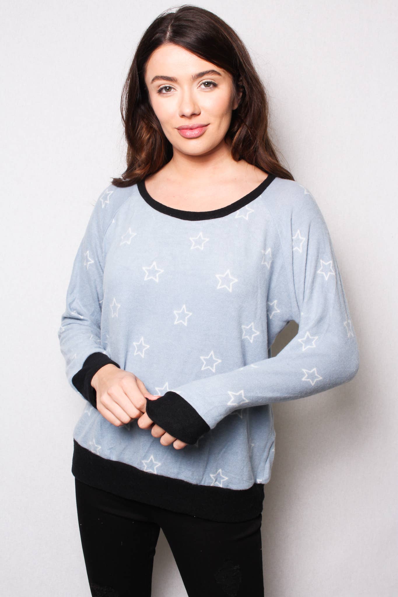 Good Stuff Apparel - Wholesale Sweatshirt - Women's - Women's Star Print Raglan Top1