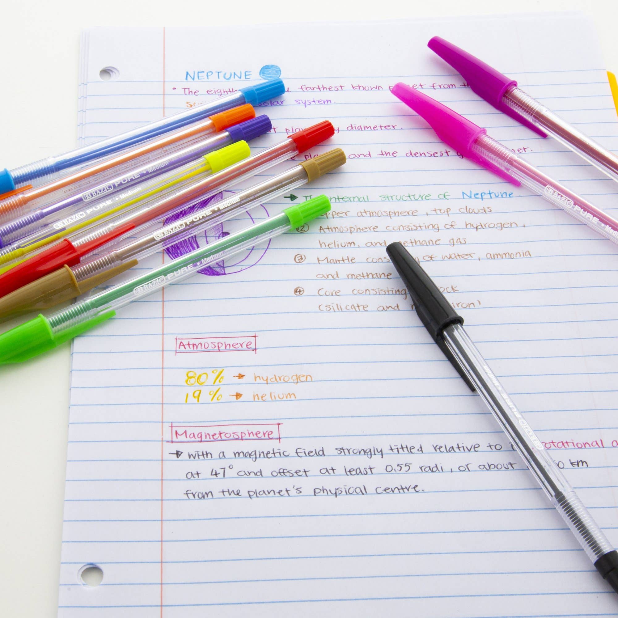 Luna Office Supply -  Everyday Essential - Wholesale Pen - 10 Pure Neon Color Stick Pen1