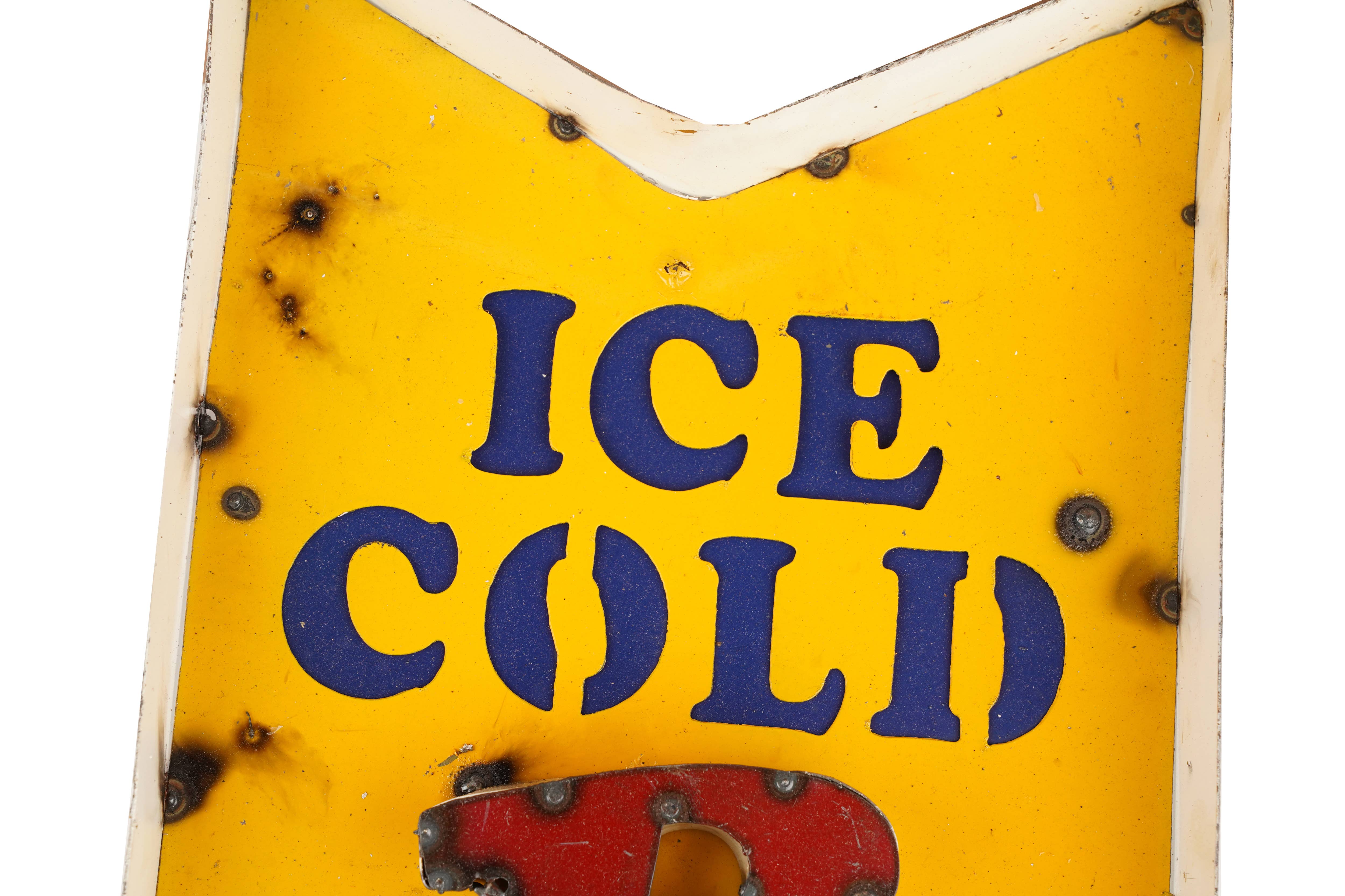 My Amigos Imports - Wholesale Sign - Ice Cold Beer Arrow Metal Sign-21x34H-Wall Decor-NEW2